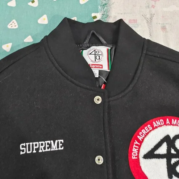 Supreme x 40 Acres Malcolm x Varsity Black Jacket